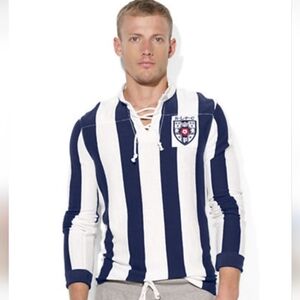 Vintage Ralph Lauren Polo Club Navy and White Rugby Pull Over Big & Tall